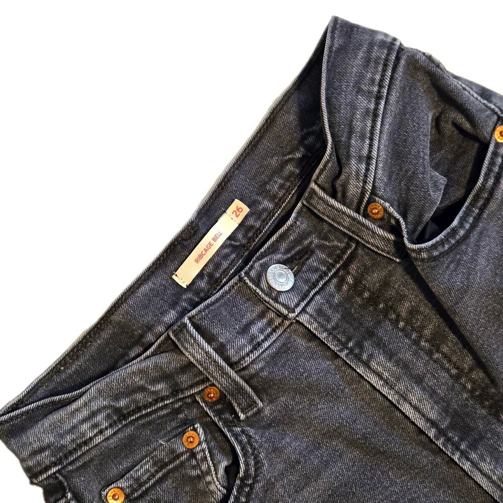 Levi’s Ribcage Bell Women’s Black High Rise Dramatic Flared Jeans SZ 26
